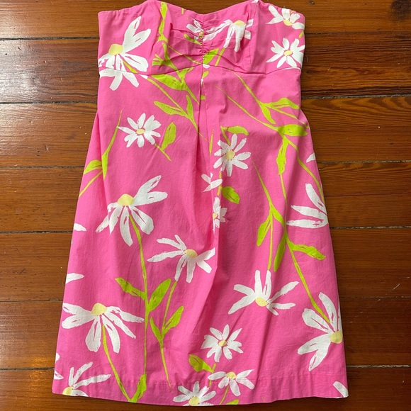 Lilly Pulitzer Betsey Hotty Pink Floral Strapless Necklace Dress ~ Size 8 - Picture 4 of 8